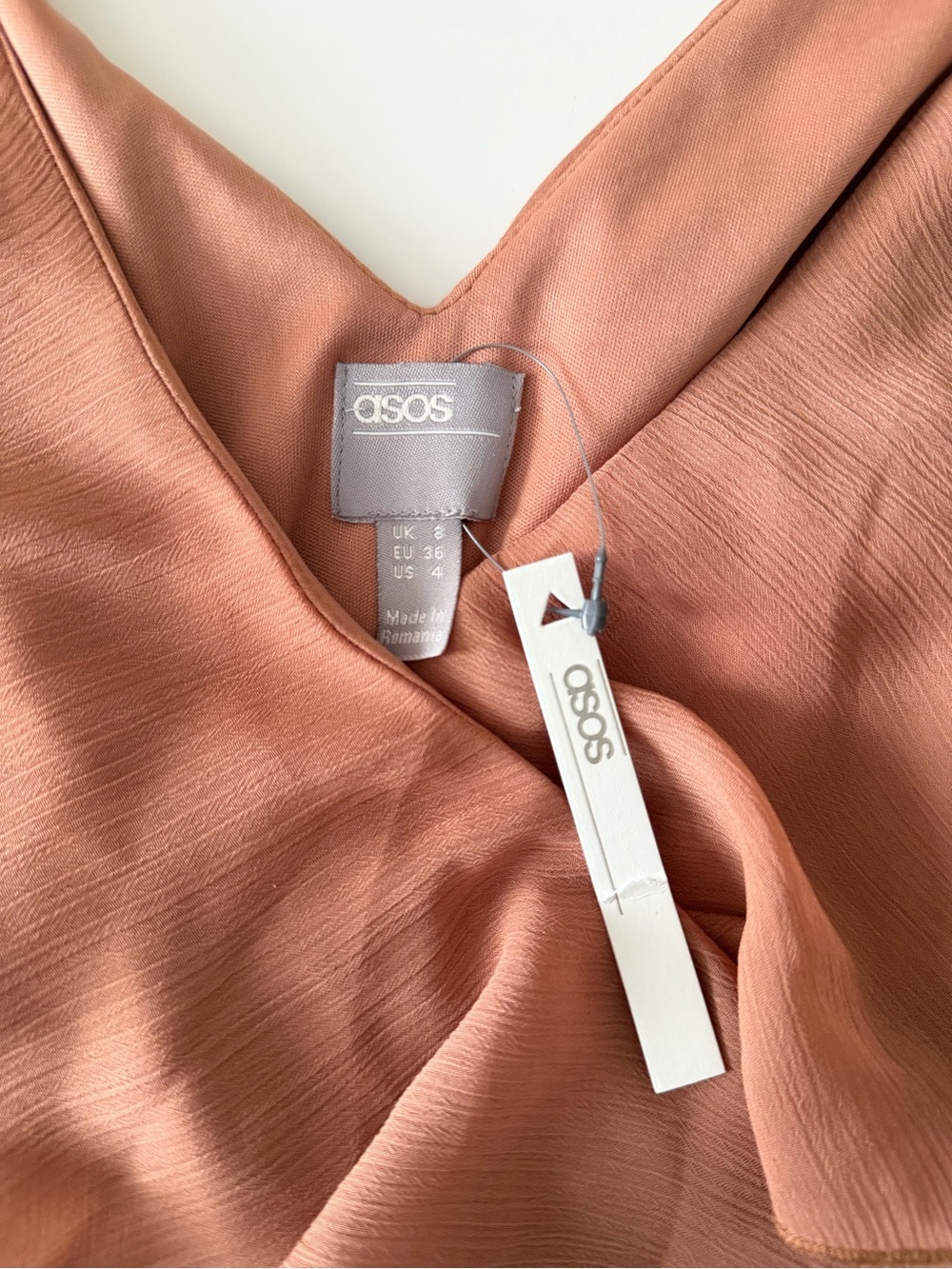 NWT - ASOS Flowy High-Low Ruffle Dress in Tan - Picture 5 of 5